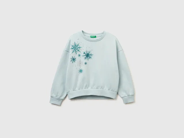 United Colors of Benetton felpa stampa strass cotone taglia L