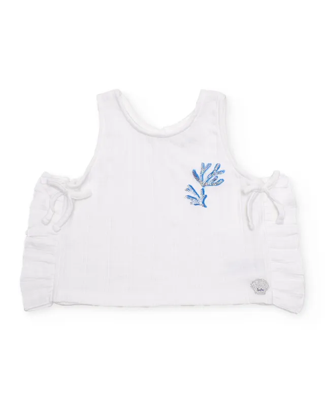 TucTuc Magliette Top Bambina Maglia Bianco Paillettes Blu