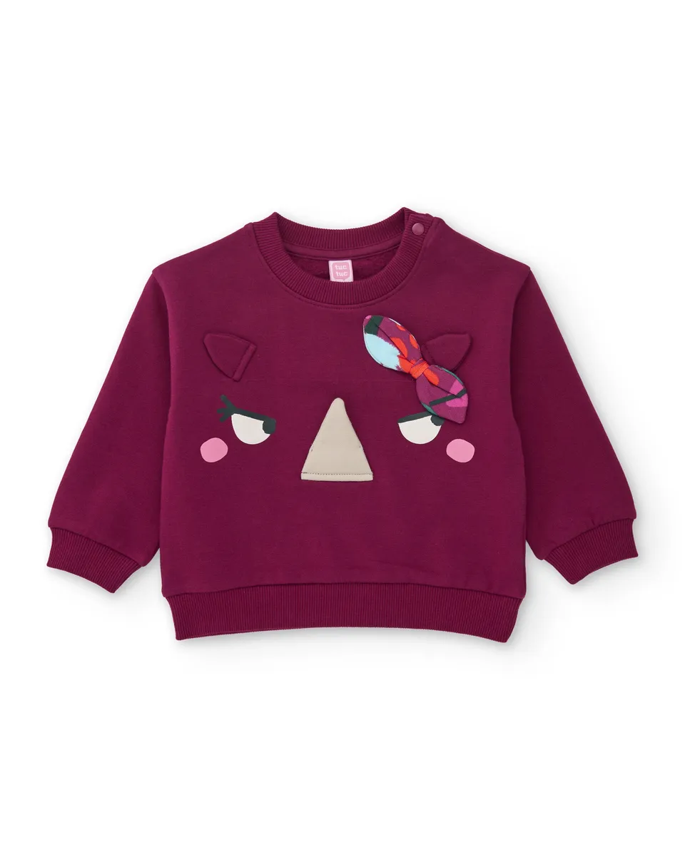 TucTuc Felpe felpa bambina bordeaux senza cappuccio