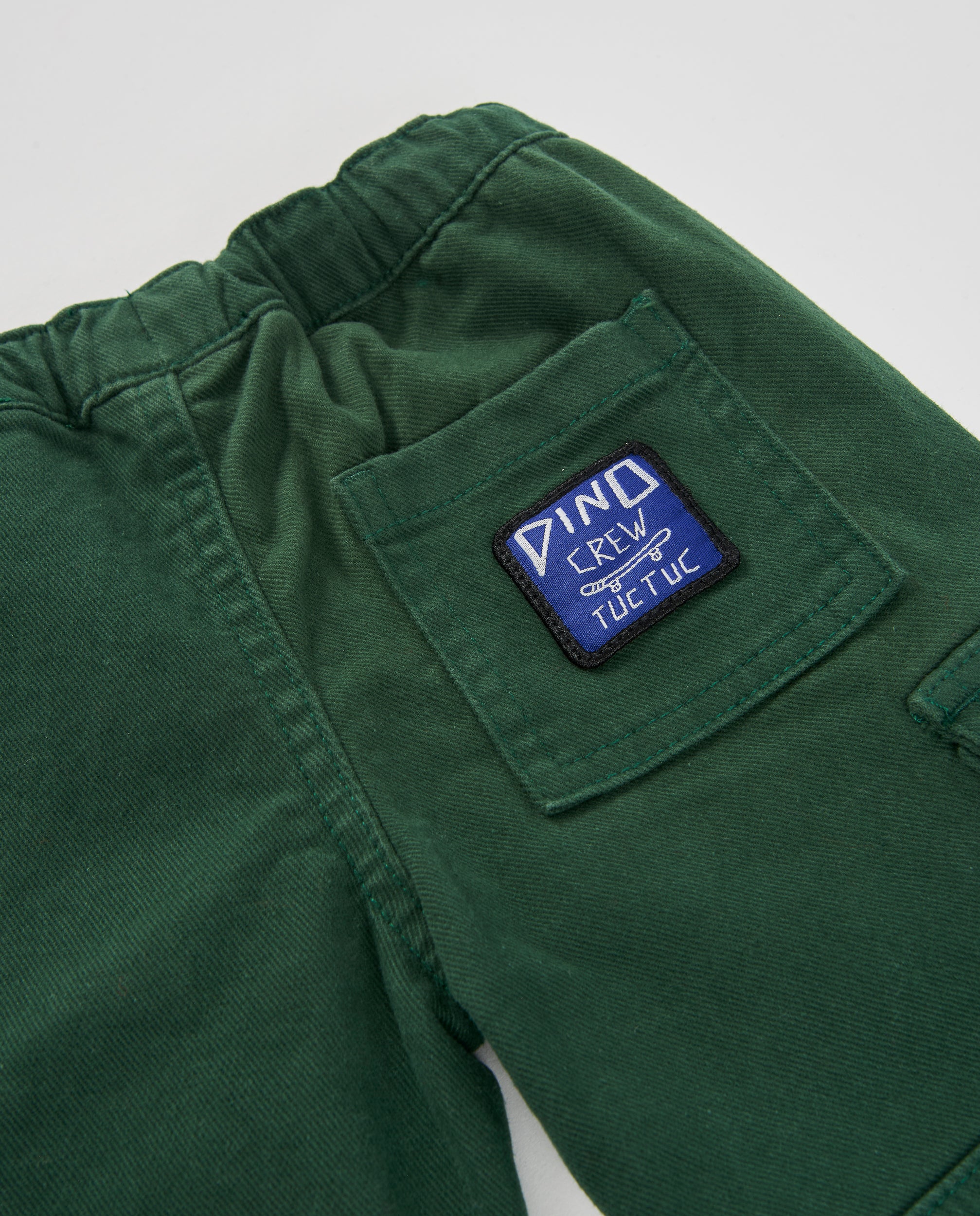 TucTuc Pantaloni Cargo Bambino Tela Verde Tasche Elastico