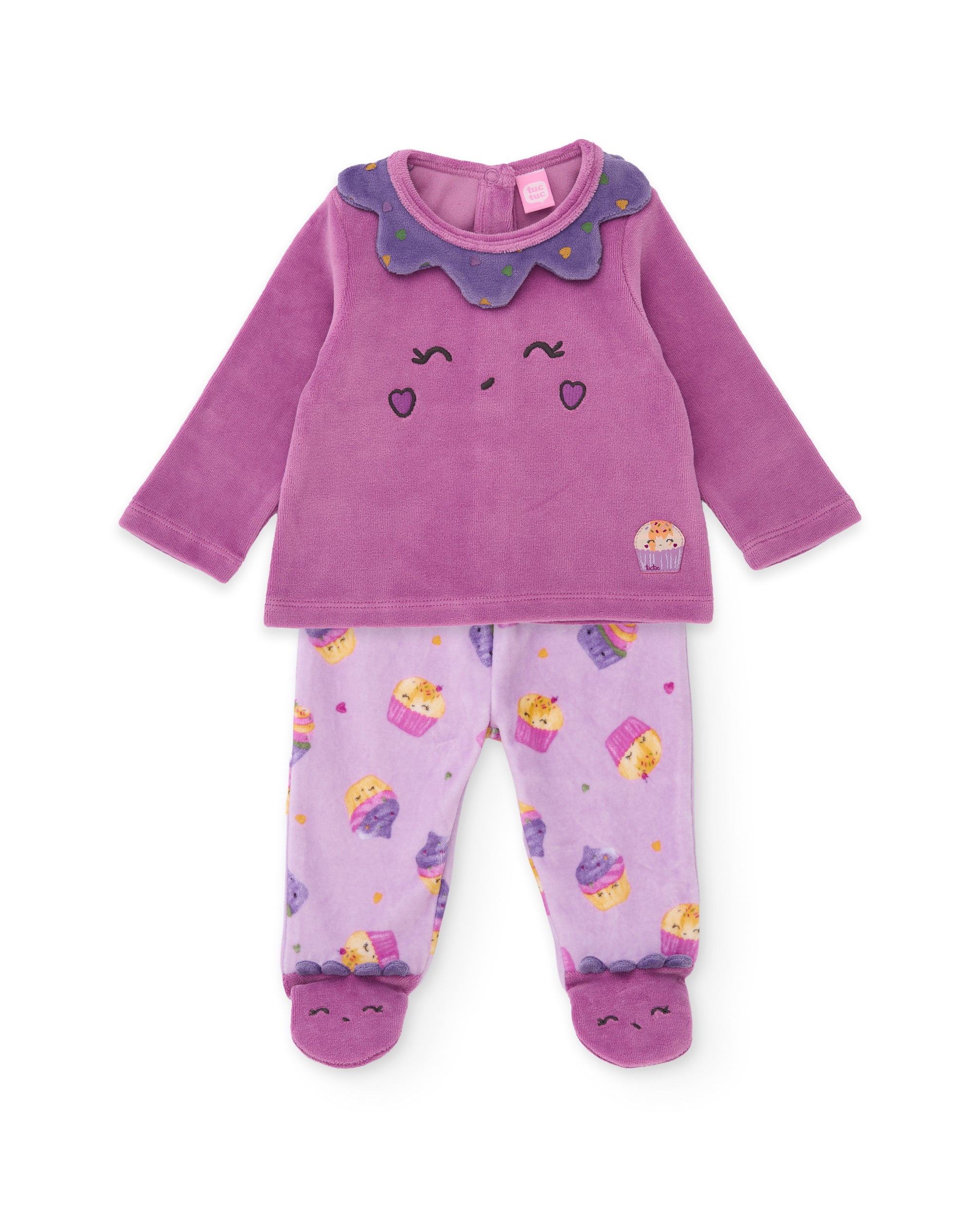TucTuc Completi Completo Maglia Neonato Viola Ricamo