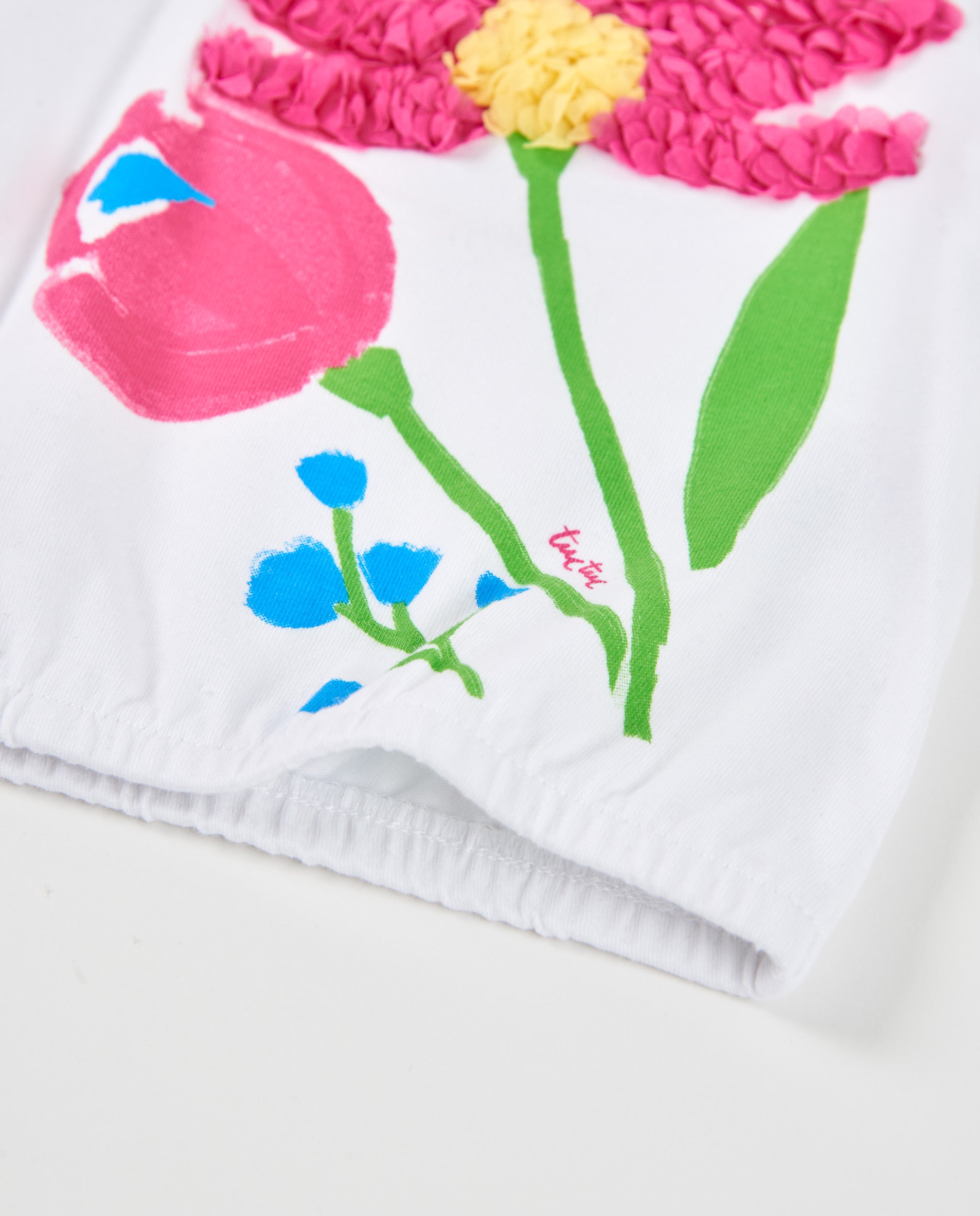 TucTuc Magliette T-shirt bambina bianca fiore rilievo