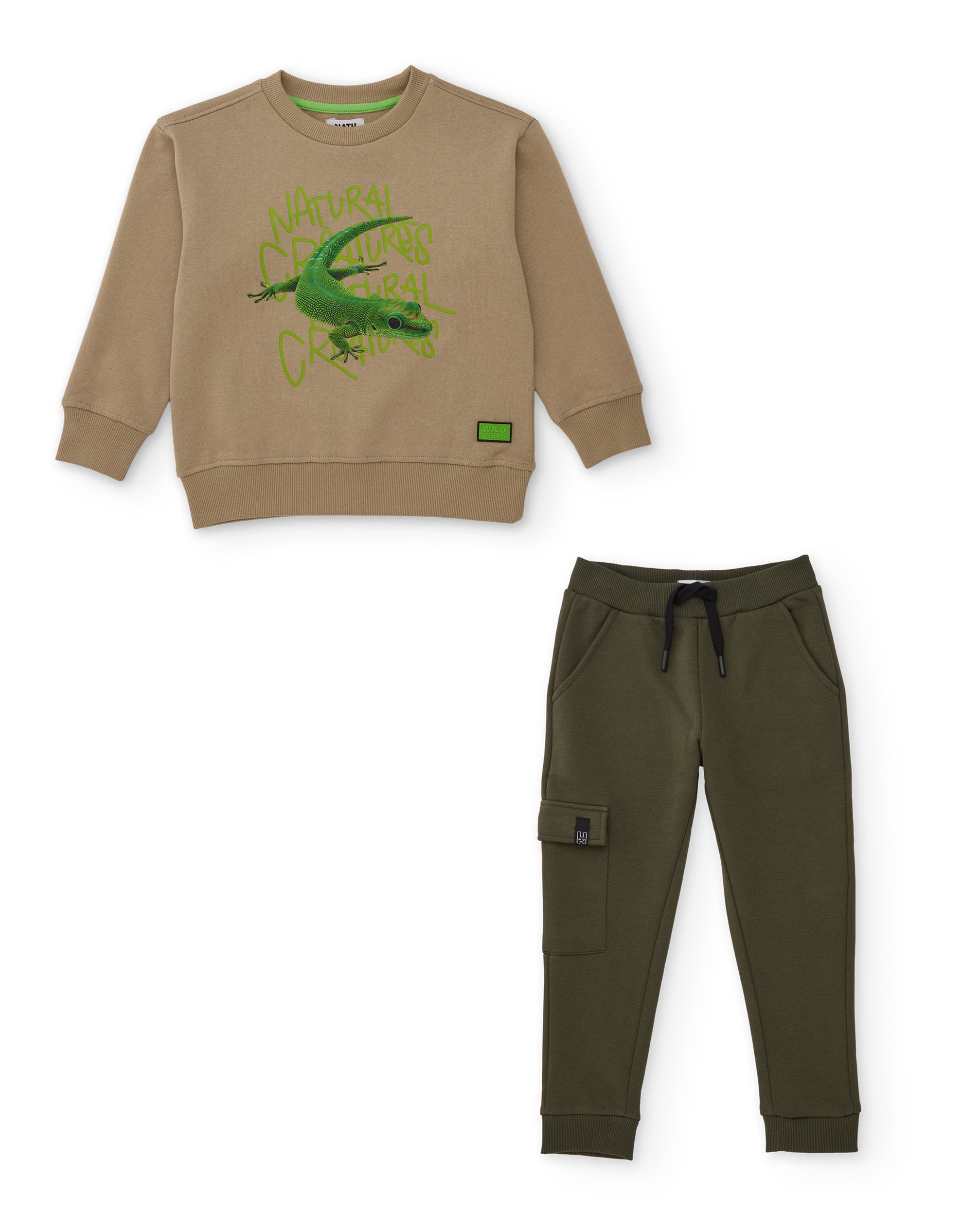 TucTuc Completo bambino beige felpa gecko jogger