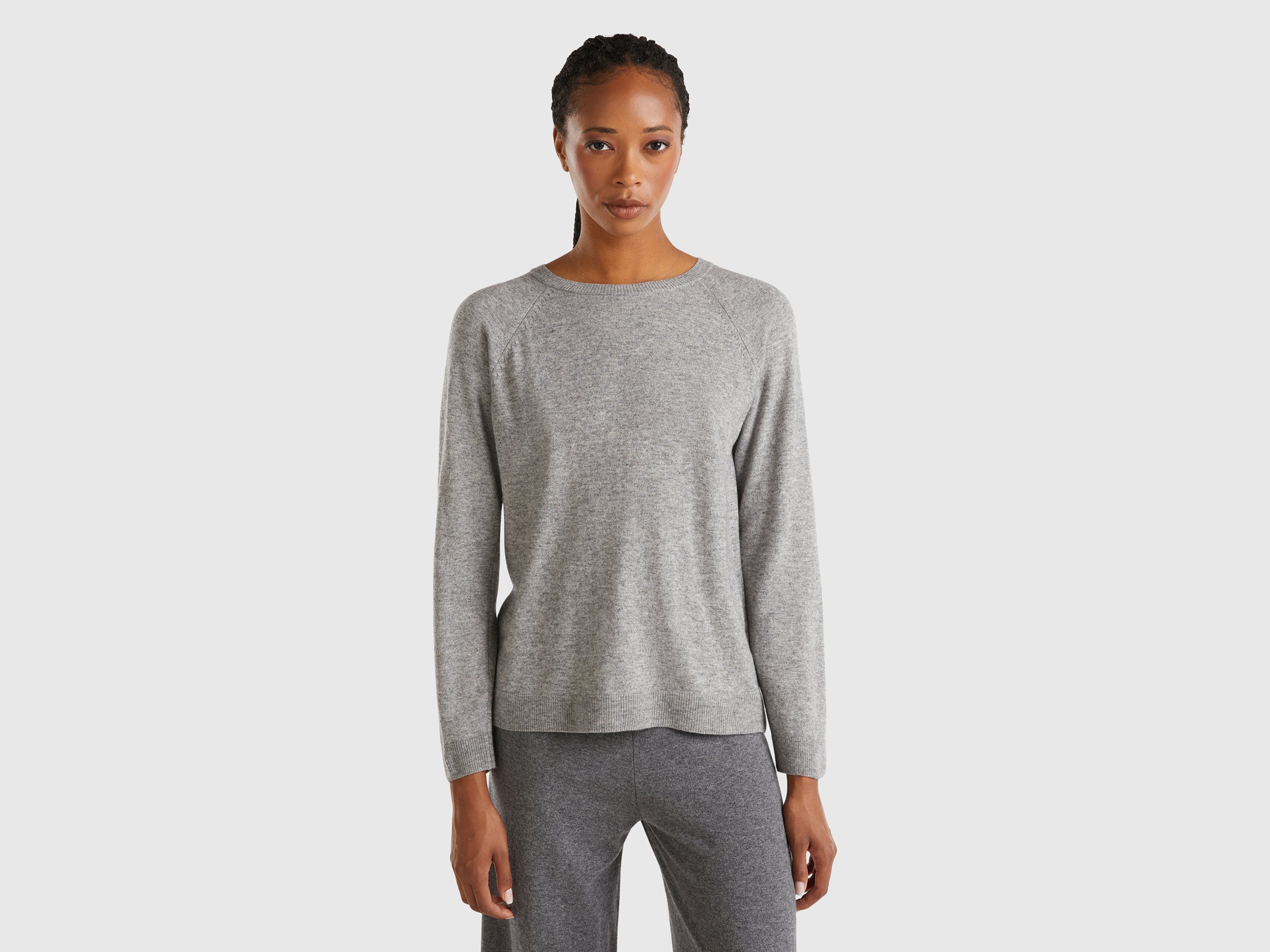United Colors of Benetton Maglione Lana Cashmere Grigio Taglia M