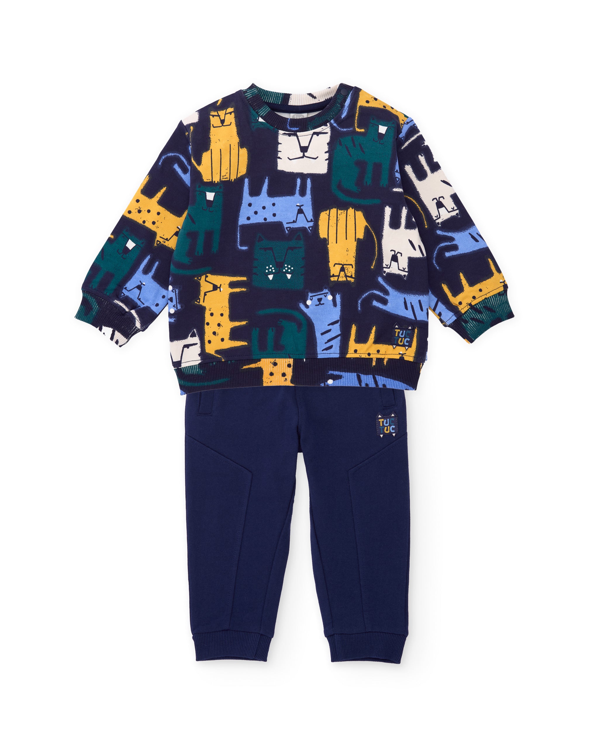 TucTuc Completi Completo bambino tigri blu navy felpato