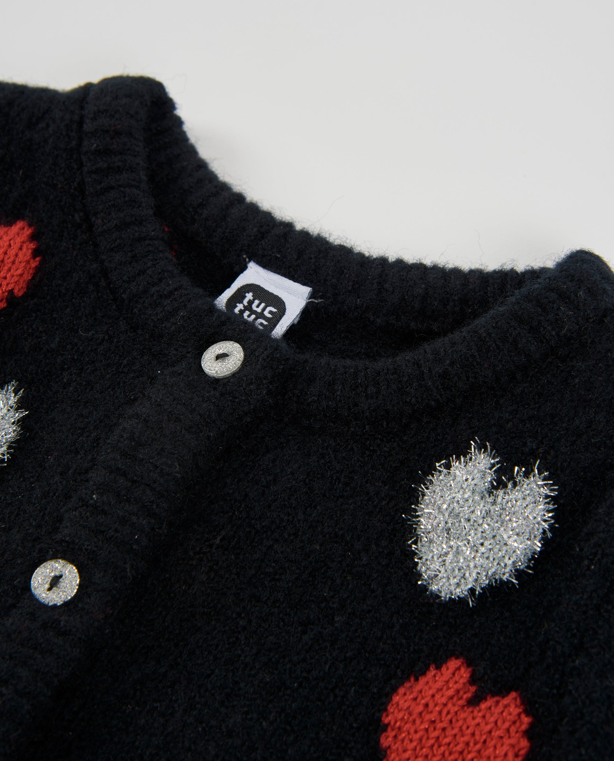 TucTuc Maglioni Cardigan Bambina Nero 4A con Cuori