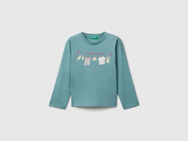 United Colors of Benetton Maglietta Cotone Bio Glitter Bimba