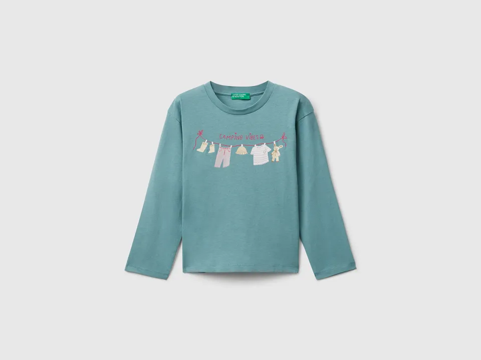 United Colors of Benetton Maglietta Cotone Bio Glitter Bimba