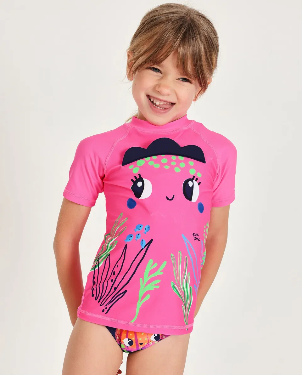 TucTuc Magliette maglietta mare bambina fucsia UPF 50+