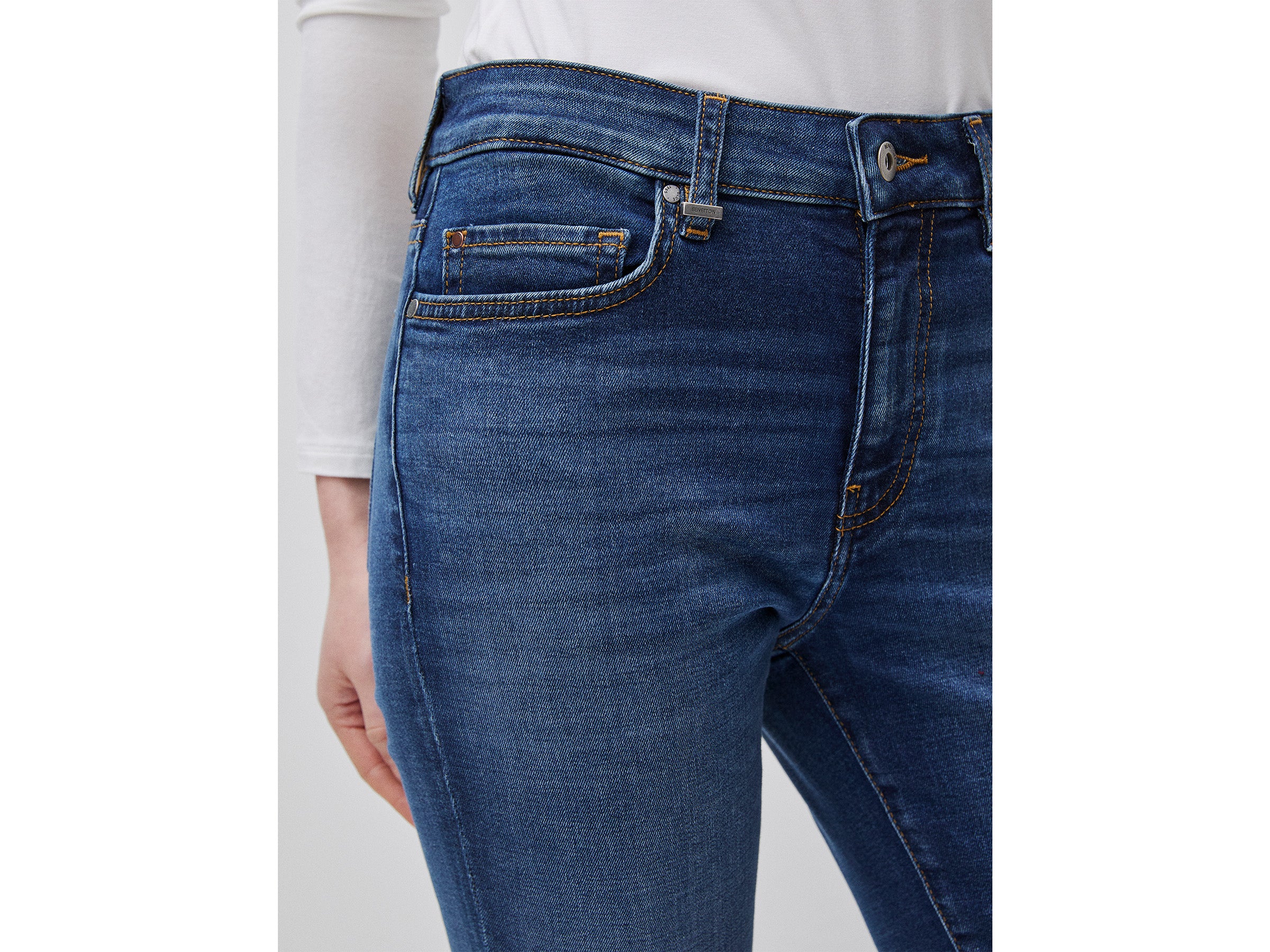 United Colors of Benetton Jeans Slim Vita Alta Cotone Stretch Donna