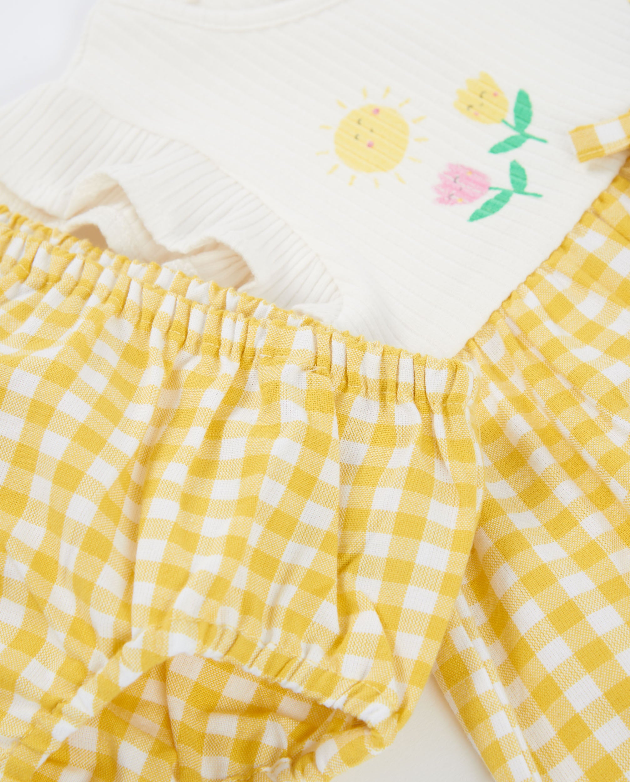 TucTuc Vestiti neonato vichy giallo con mutandina 2pz