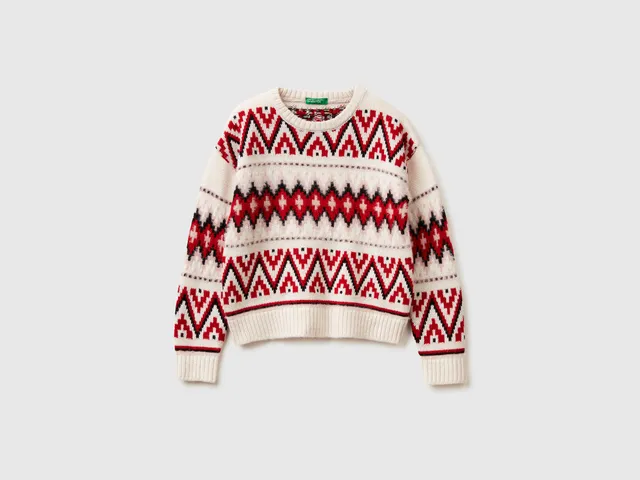 United Colors of Benetton Maglione Jacquard Lana taglia M