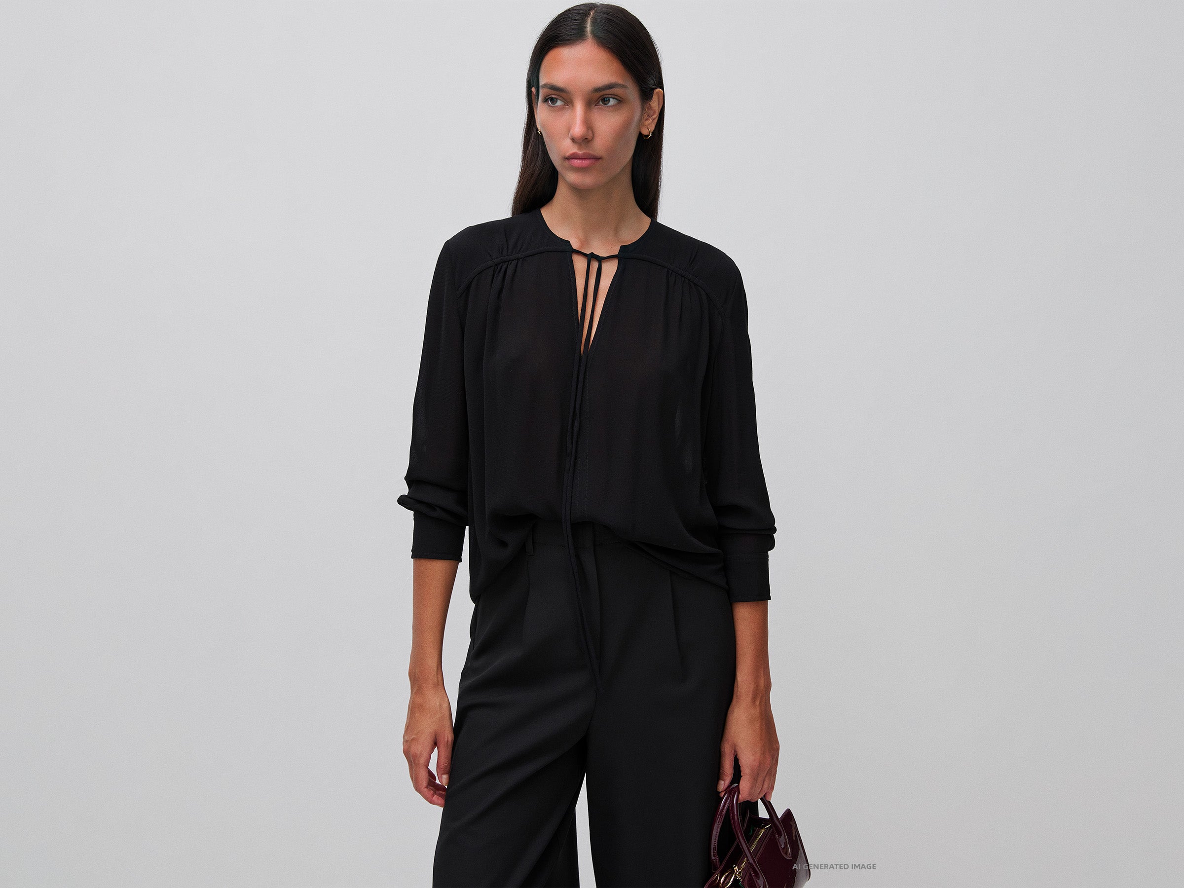 United Colors of Benetton Flowing blouse with tie blusa viscosa taglia M