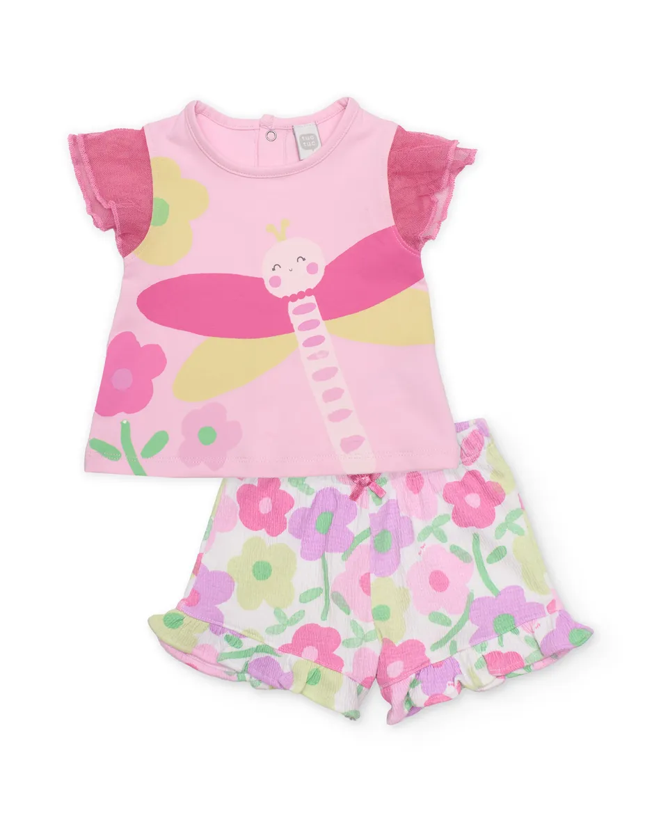 TucTuc Completi Completo neonata rosa floreale tulle
