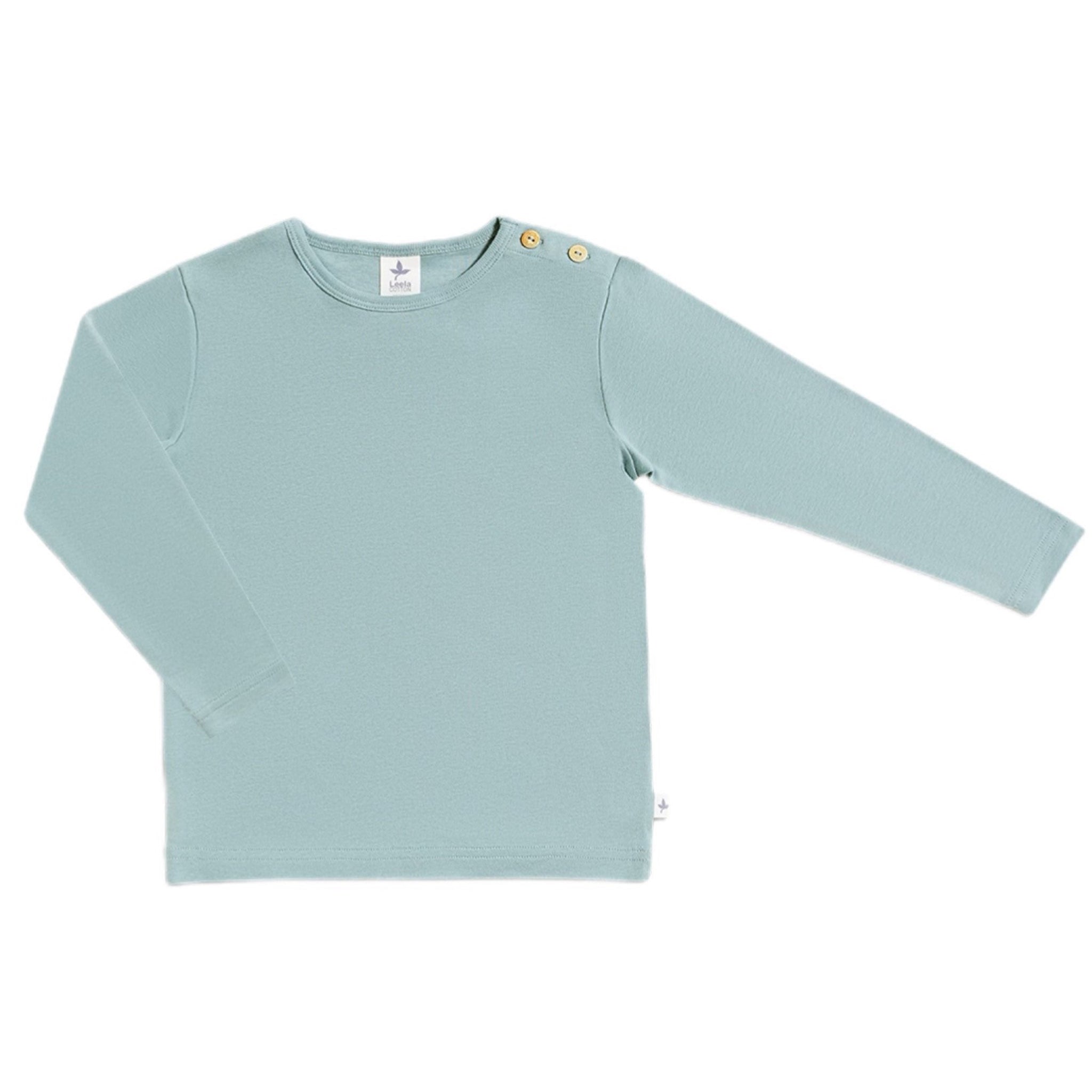Leela maglietta bambino maniche lunghe azzurra 6-12 mesi cotone