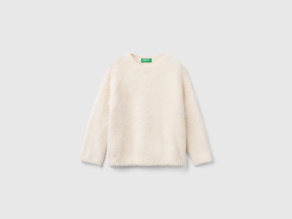 Benetton Furry Yarn Maglione Girocollo Bimbo Taglia 104
