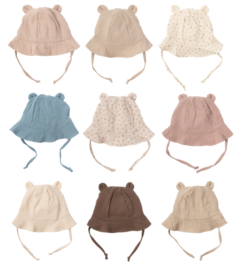 Woolly Organic Baby Hats Muslin Sun Hat Teddy SS26 sole