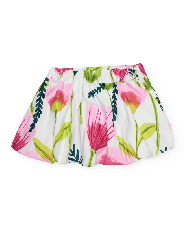 TucTuc Gonne Gonna Bambina Bianco Floreale con Elastico