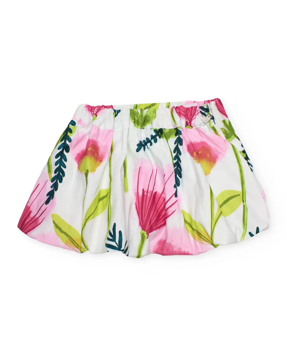 TucTuc Gonne Gonna Bambina Bianco Floreale con Elastico