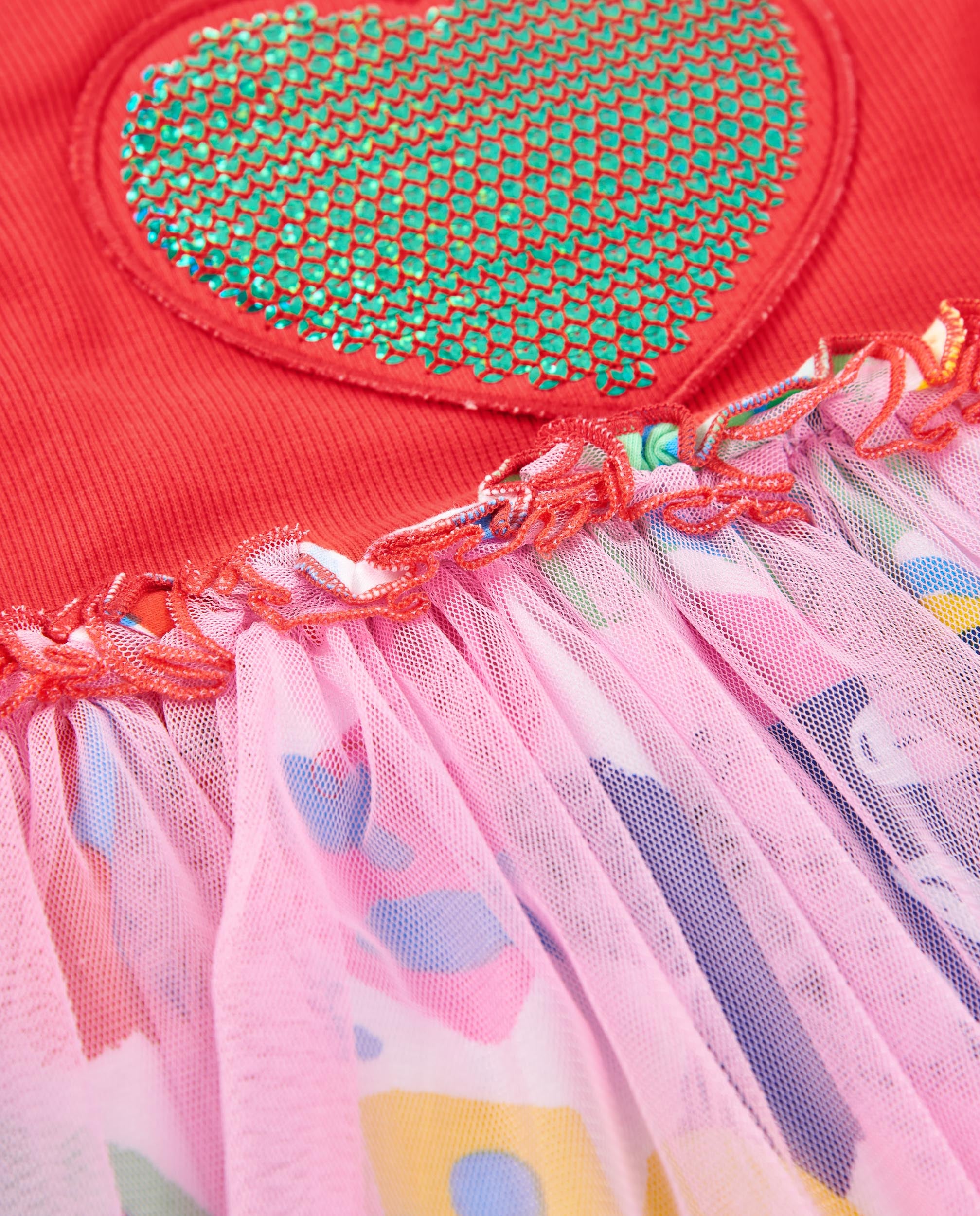 TucTuc Vestiti Vestito Maglia Bambina Rosso Cuore Paillettes