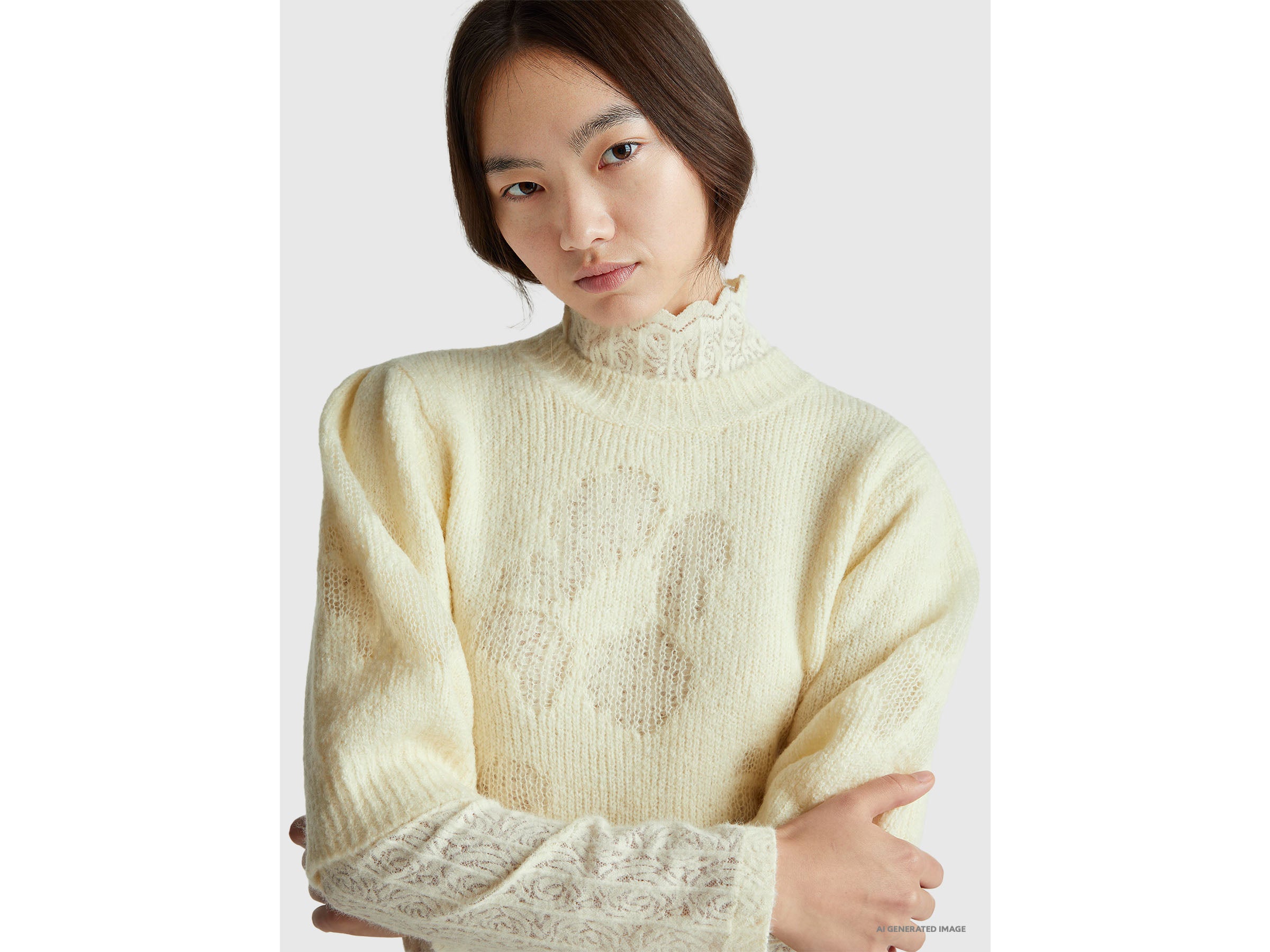 United Colors of Benetton Maglione Mohair e Lana Floreale