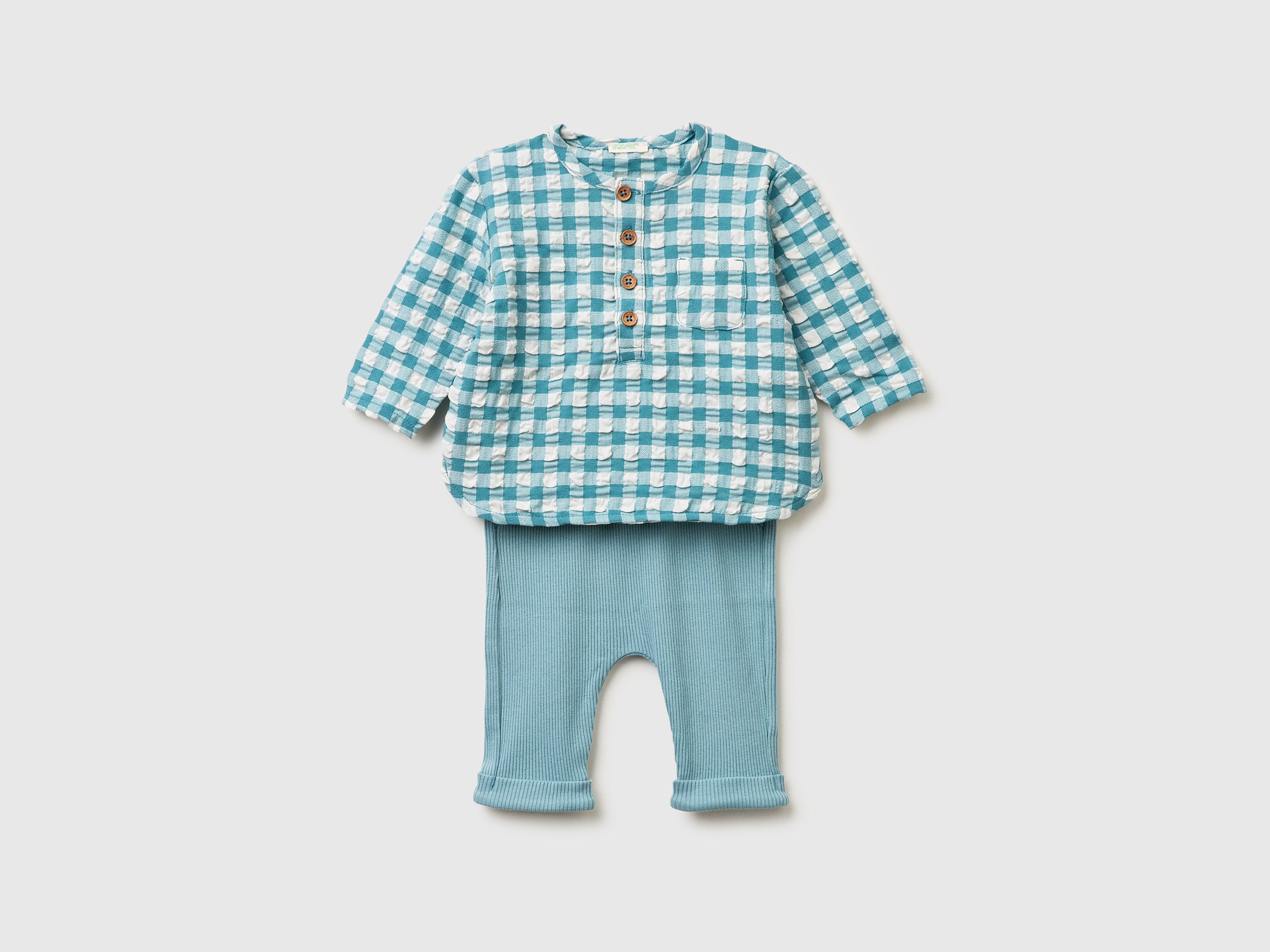 United Colors of Benetton Set camicia quadri+pantaloni neonato 68