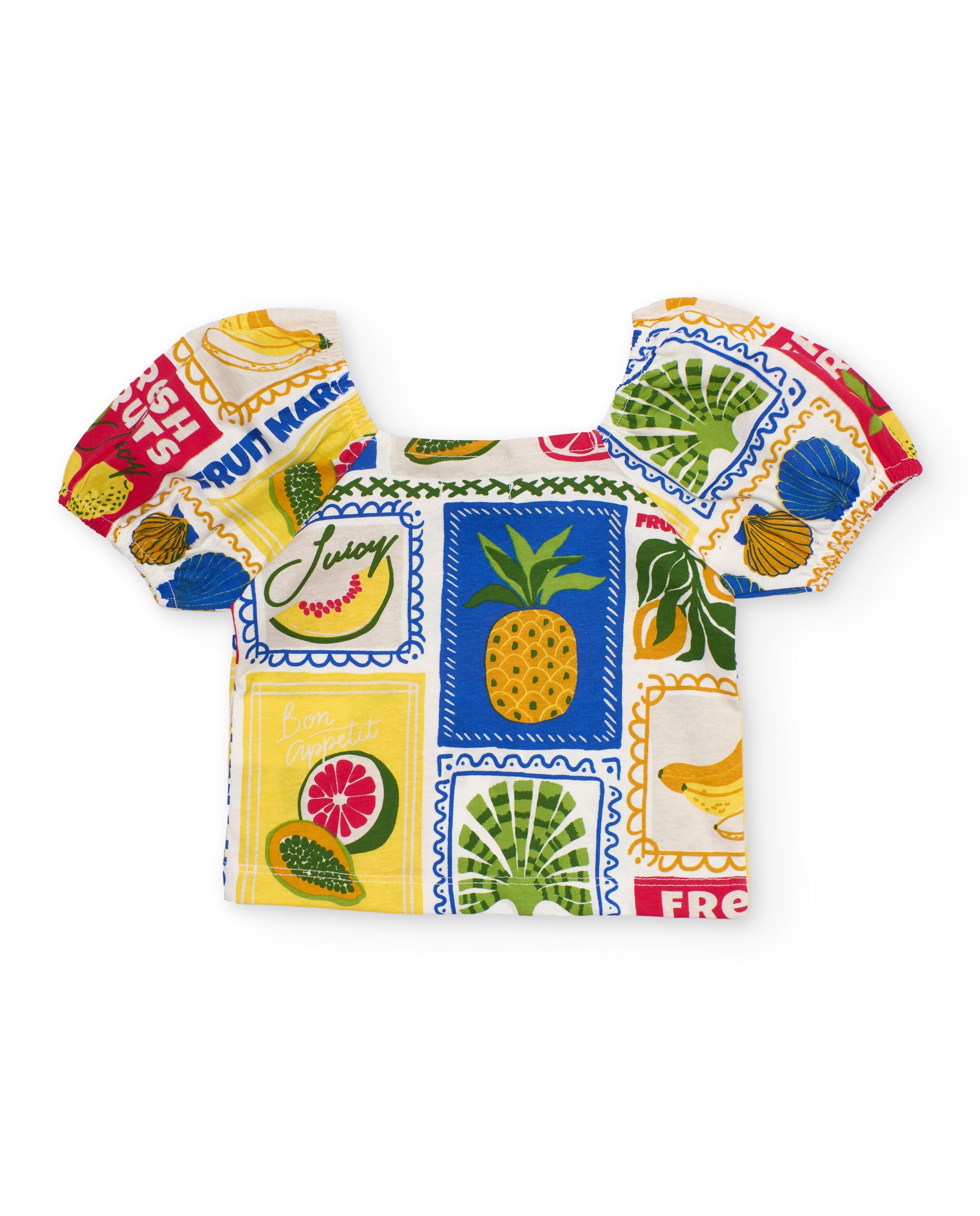 TucTuc Camicette Blusa Bimba Beige Stampa Frutta Sbuffo
