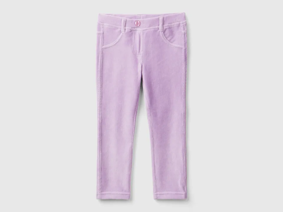 Benetton Trousers pantaloni ciniglia cotone coste bimba