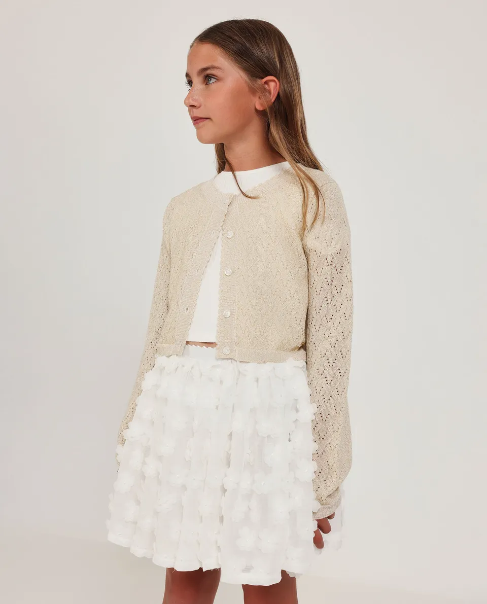 TucTuc Maglioni Cardigan Bambina Beige 4 Anni traforato