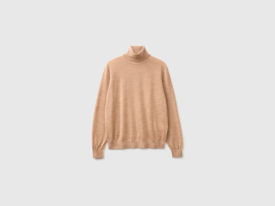 United Colors of Benetton maglione dolcevita lana merino collo alto