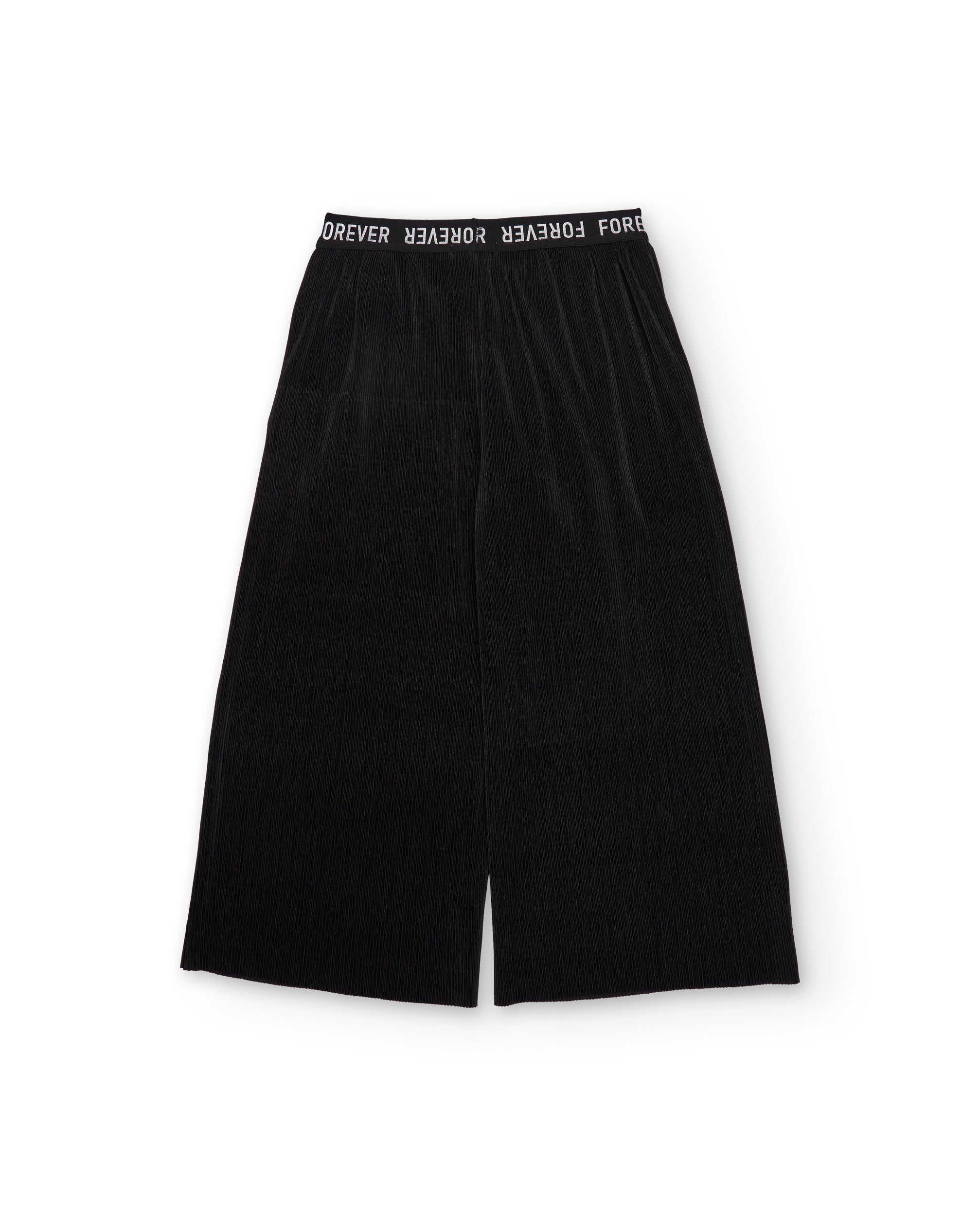 TucTuc Pantaloni Bambina Nero Maglia Coste Gamba Larga