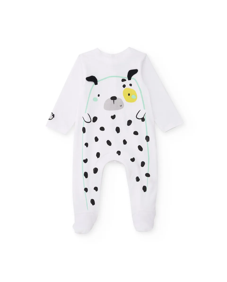 TucTuc Tutine Pagliaccetto neonato bianco cagnolino