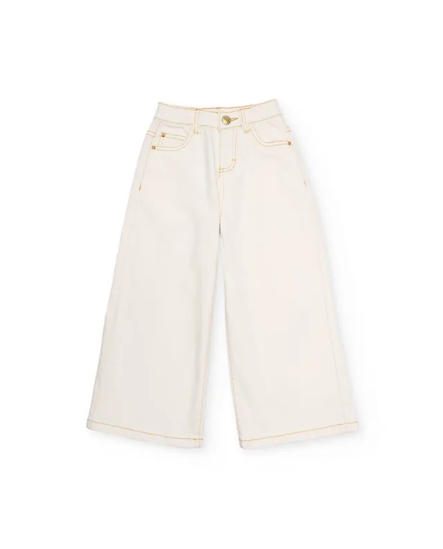 TucTuc Pantaloni jeans bambina bianco gamba larga