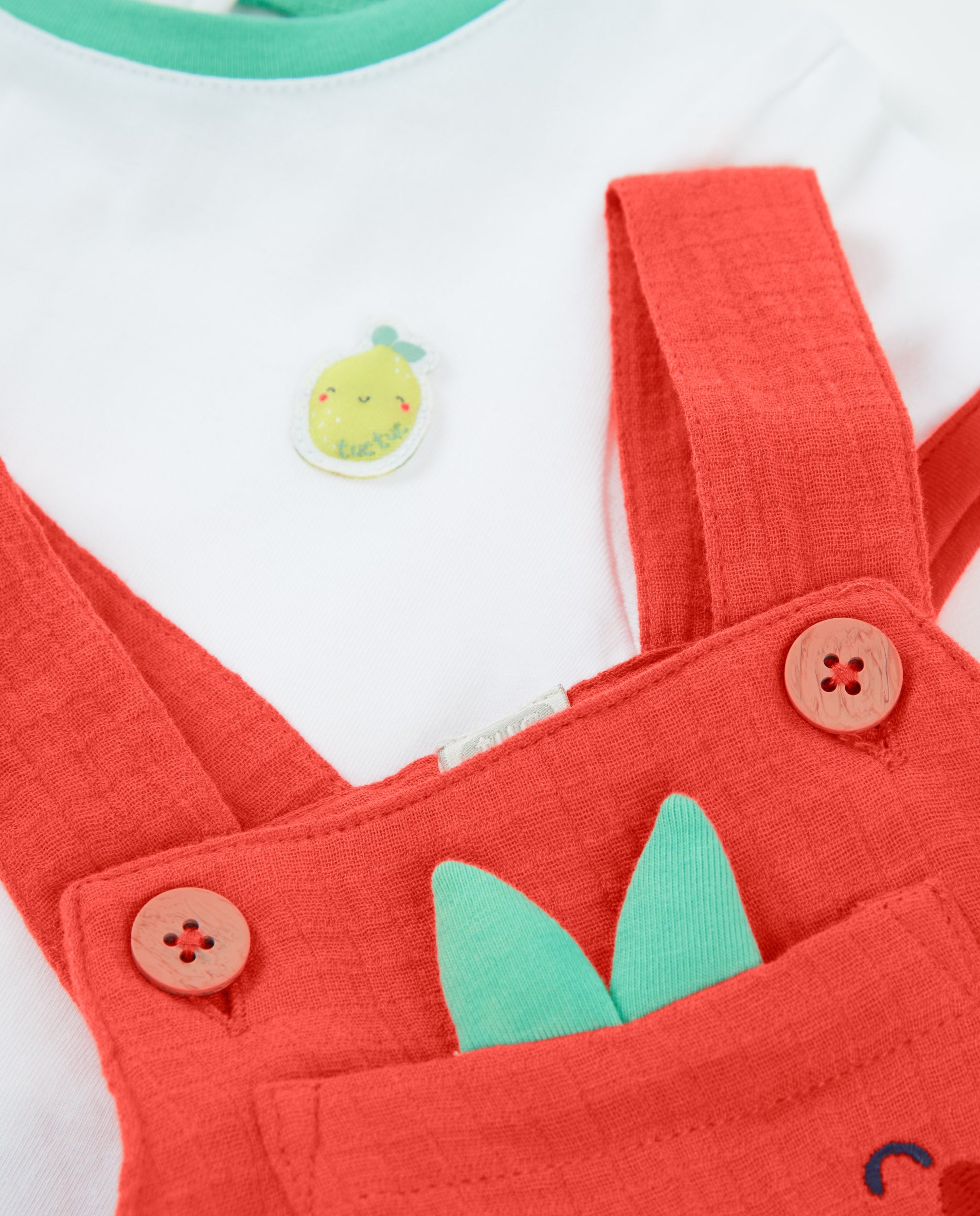 TucTuc Completi Neonato Rosso Salopette T-Shirt Cotone