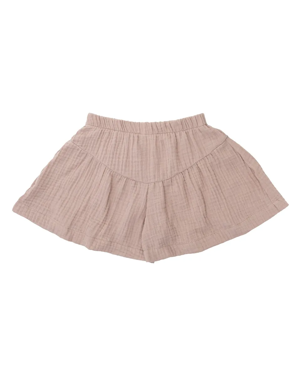 Woolly Organic Flowy Shorts shorts bimba mussola Rose Clay
