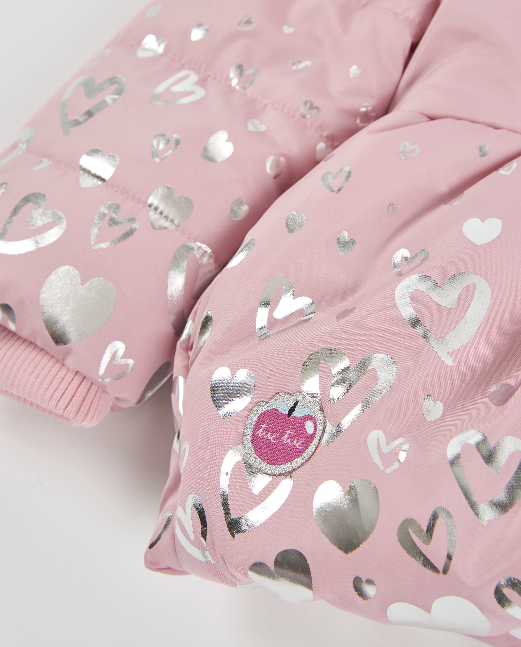 TucTuc Cappotti Piumino Bambina Rosa Stampa Cuori Cappuccio