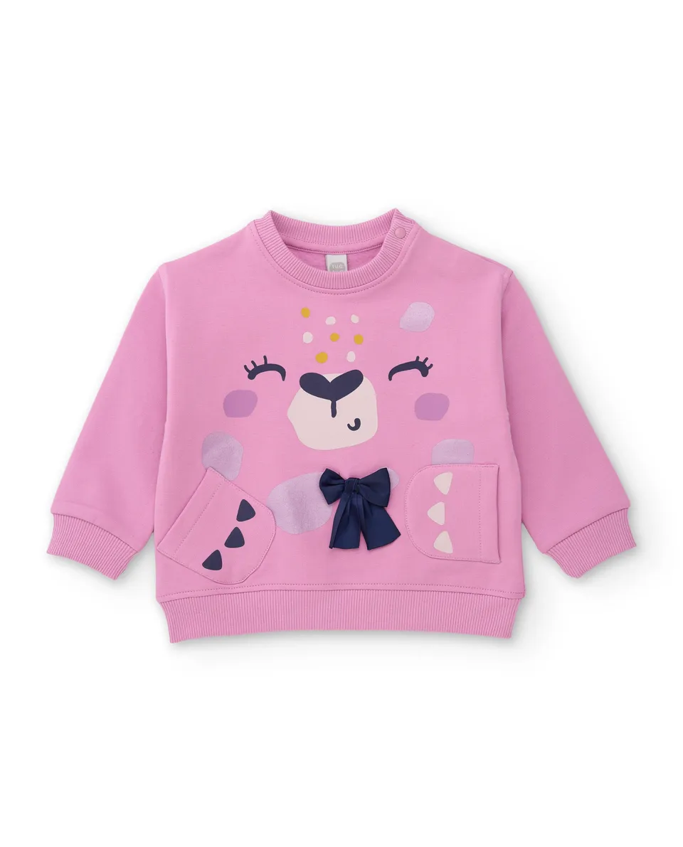 TucTuc Felpe felpa bambina rosa cotone ghepardo