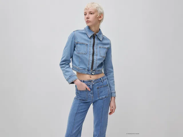 United Colors of Benetton Giacca jeans denim elasticizzato zip taglia M