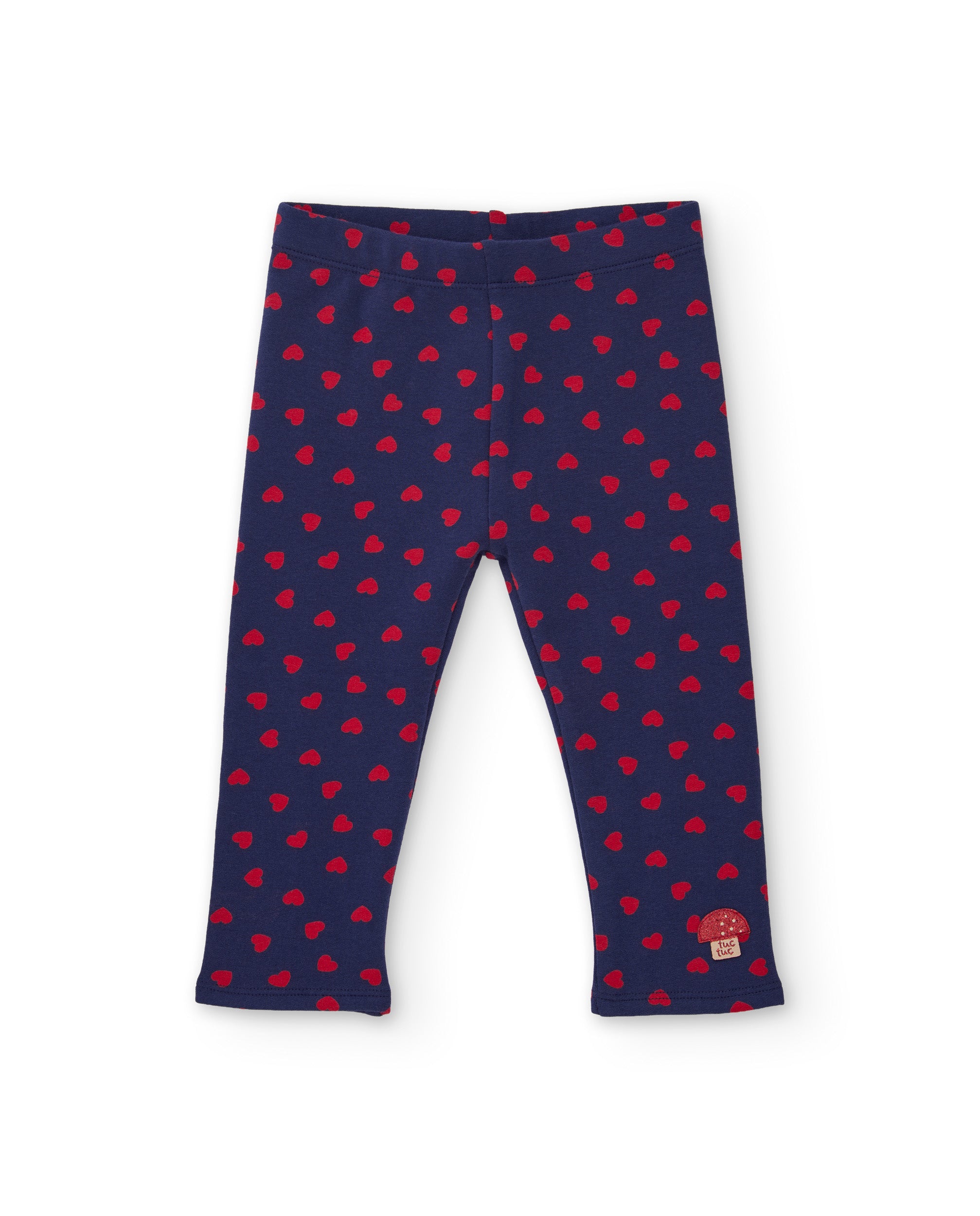 TucTuc Leggings Felpa Cuori Blu Navy Bambina Elasticizzati