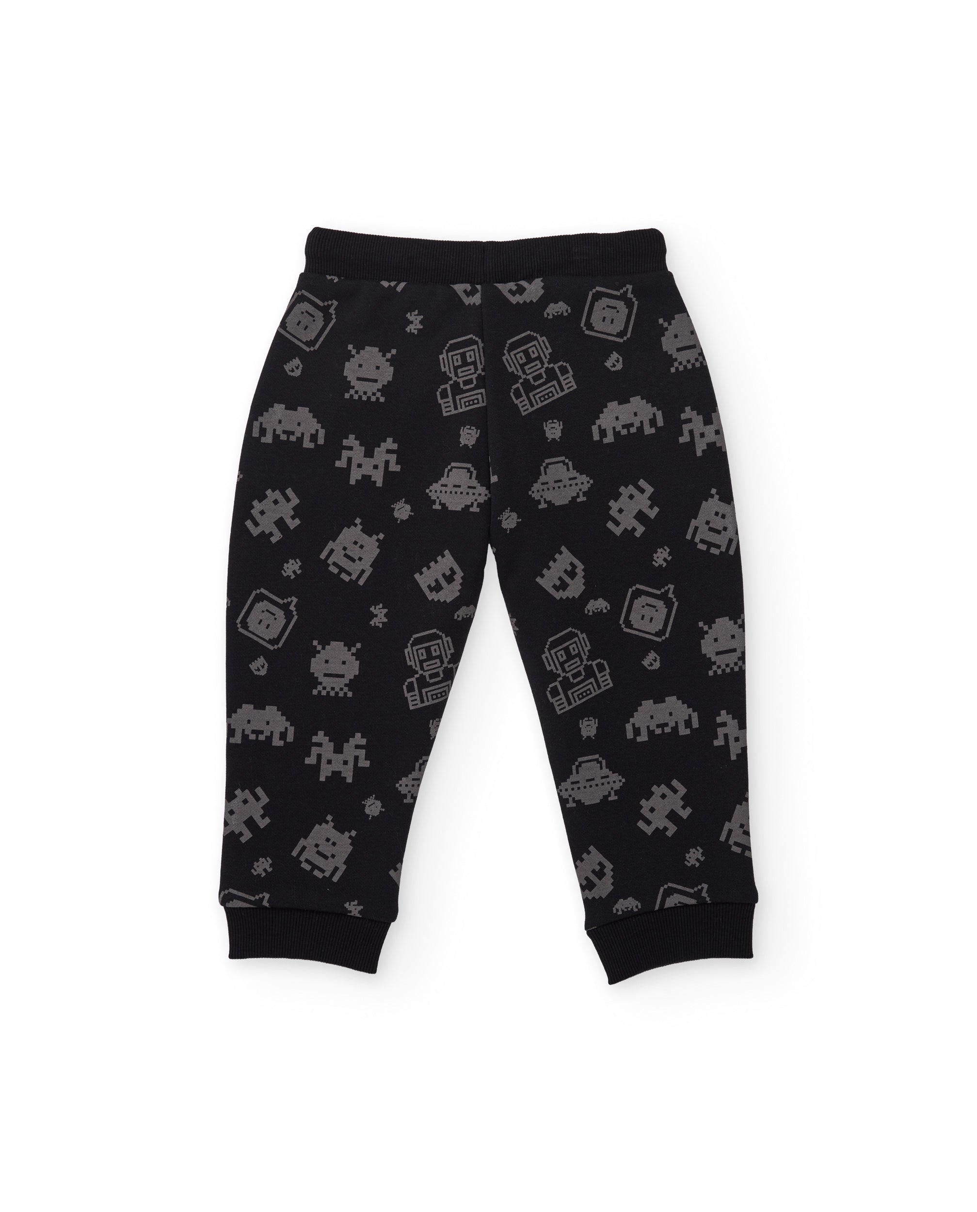 TucTuc Pantaloni felpa bimbo nero coulisse stampa