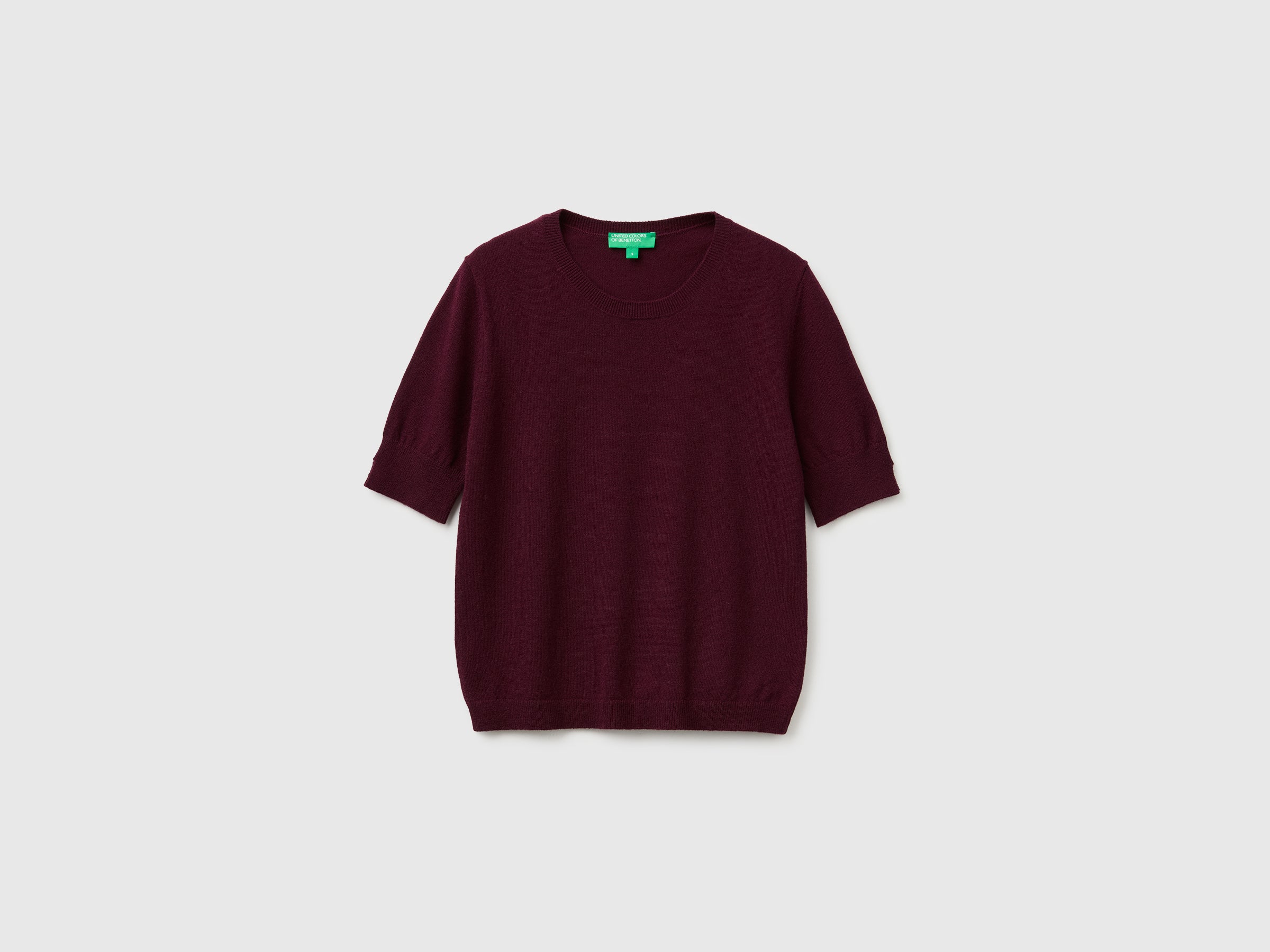 United Colors of Benetton Maglione manica corta lana merino prugna