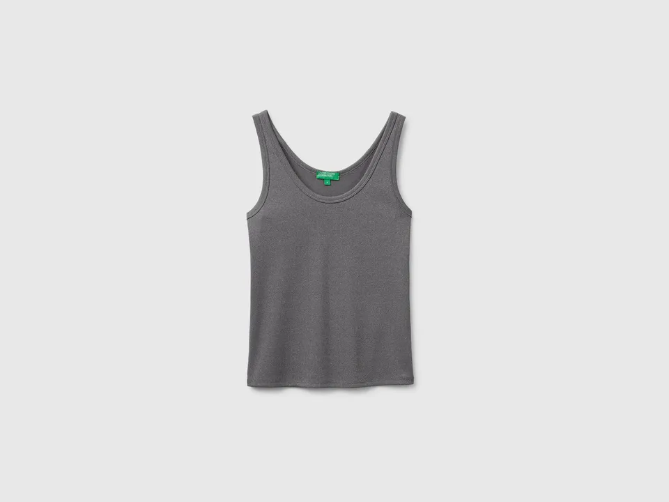 Benetton Lurex canotta costine cotone scollo rotondo