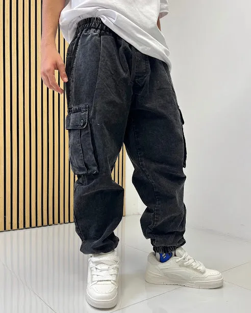Sottosopra AN848421P pantalone cargo slavato nero 10 anni