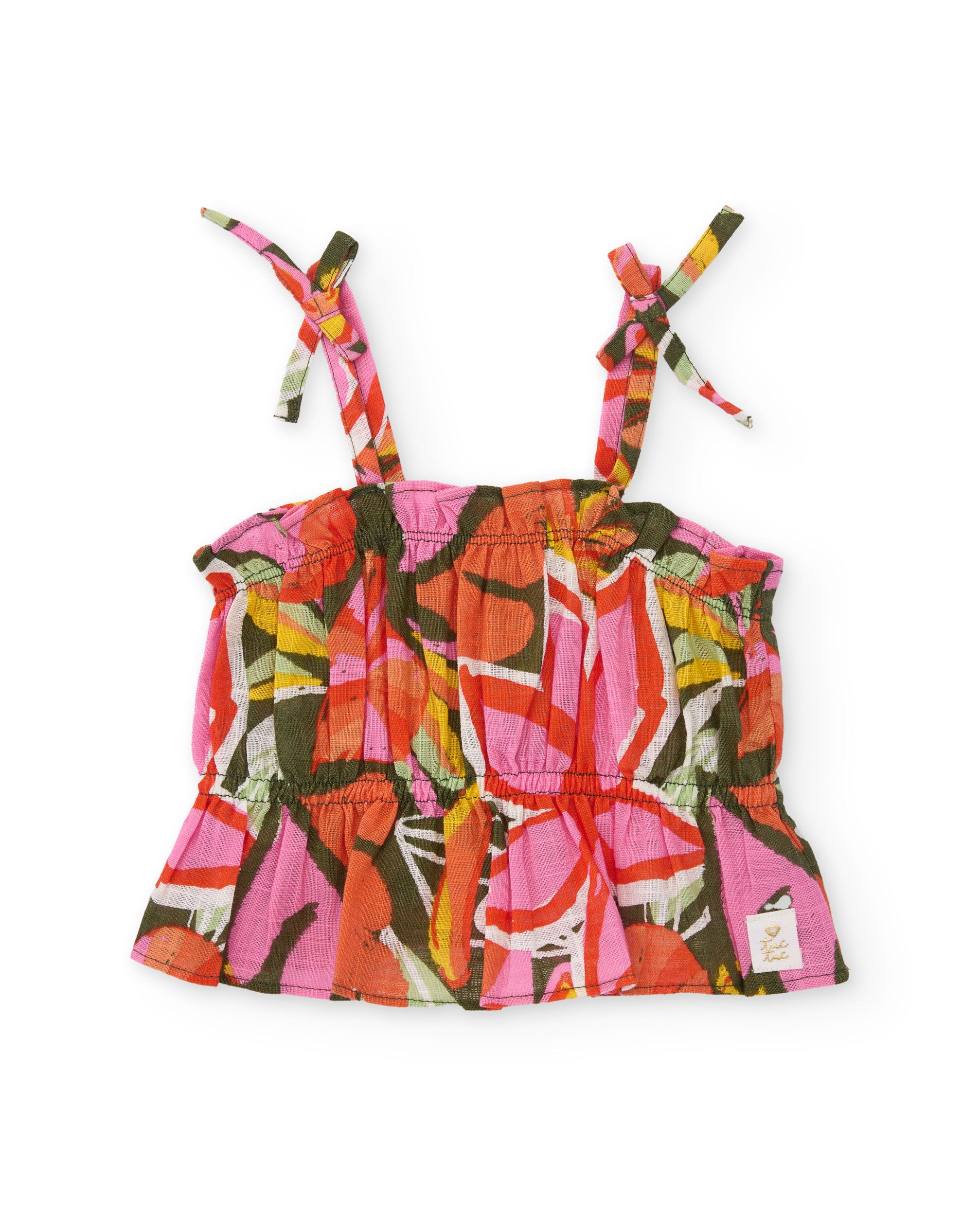 TucTuc Magliette Top Bambina Arancione Spalline Tropicale