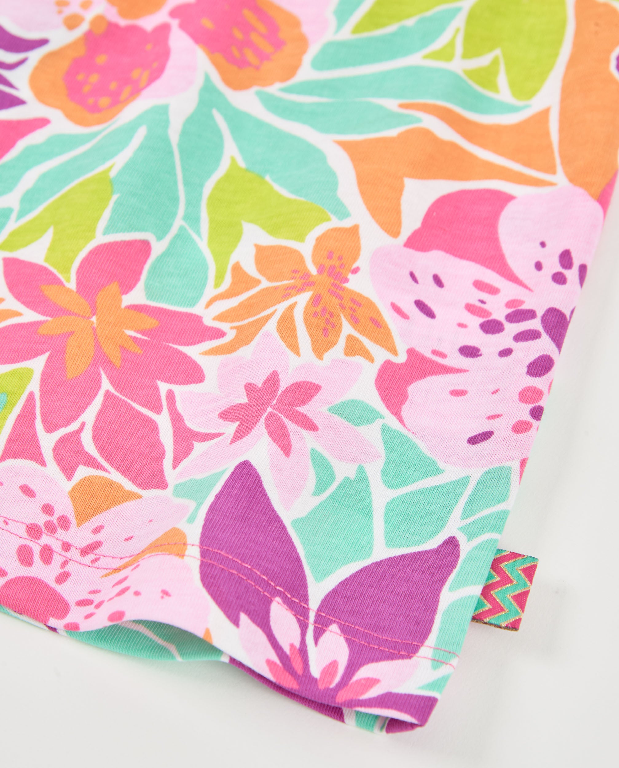 TucTuc Magliette Top Bambina Rosa Asimmetrico Fiori