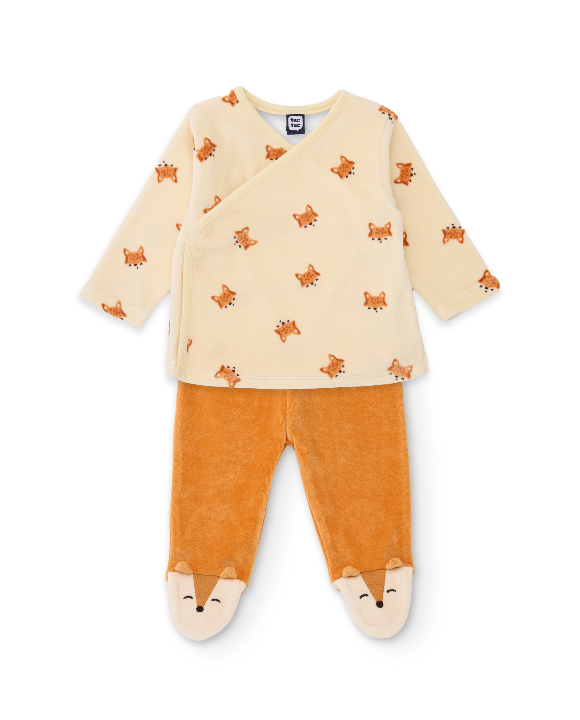 TucTuc Completi tutina neonato volpi camel maglia + ghettina