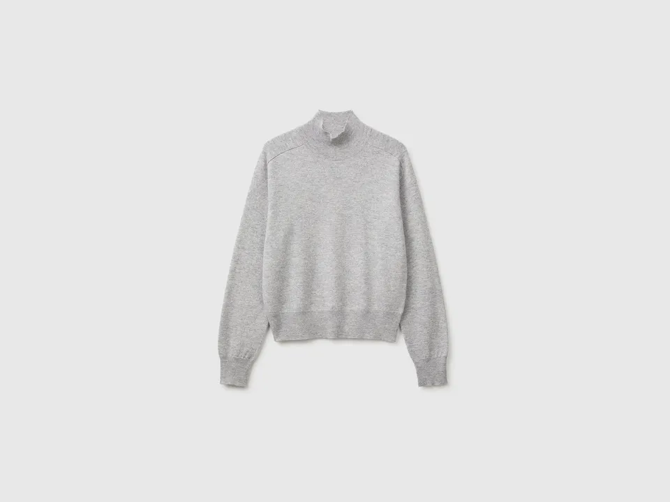 Benetton Sweaters maglione cashmere M collo alto