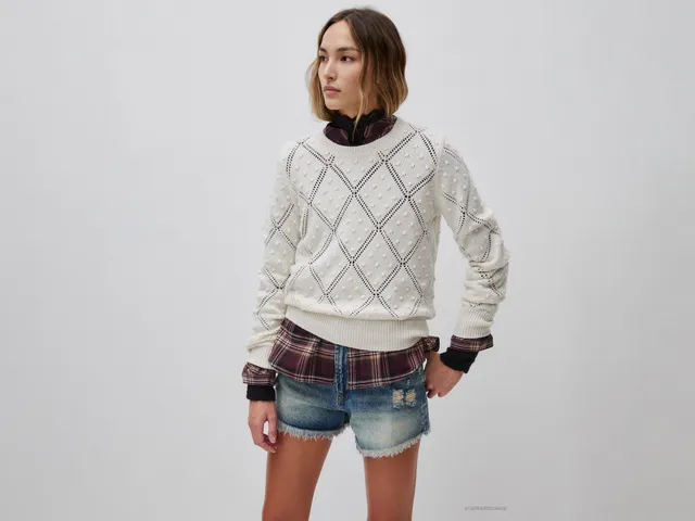 United Colors of Benetton Maglione Lana Girocollo Traforato Rombi