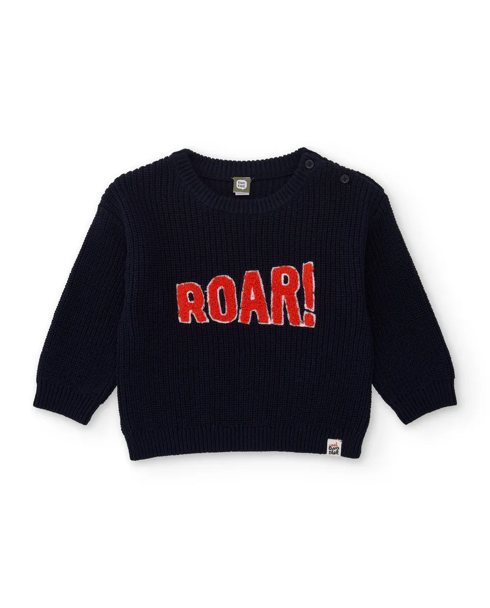 TucTuc Maglioni felpa bambino blu navy scritta ROAR