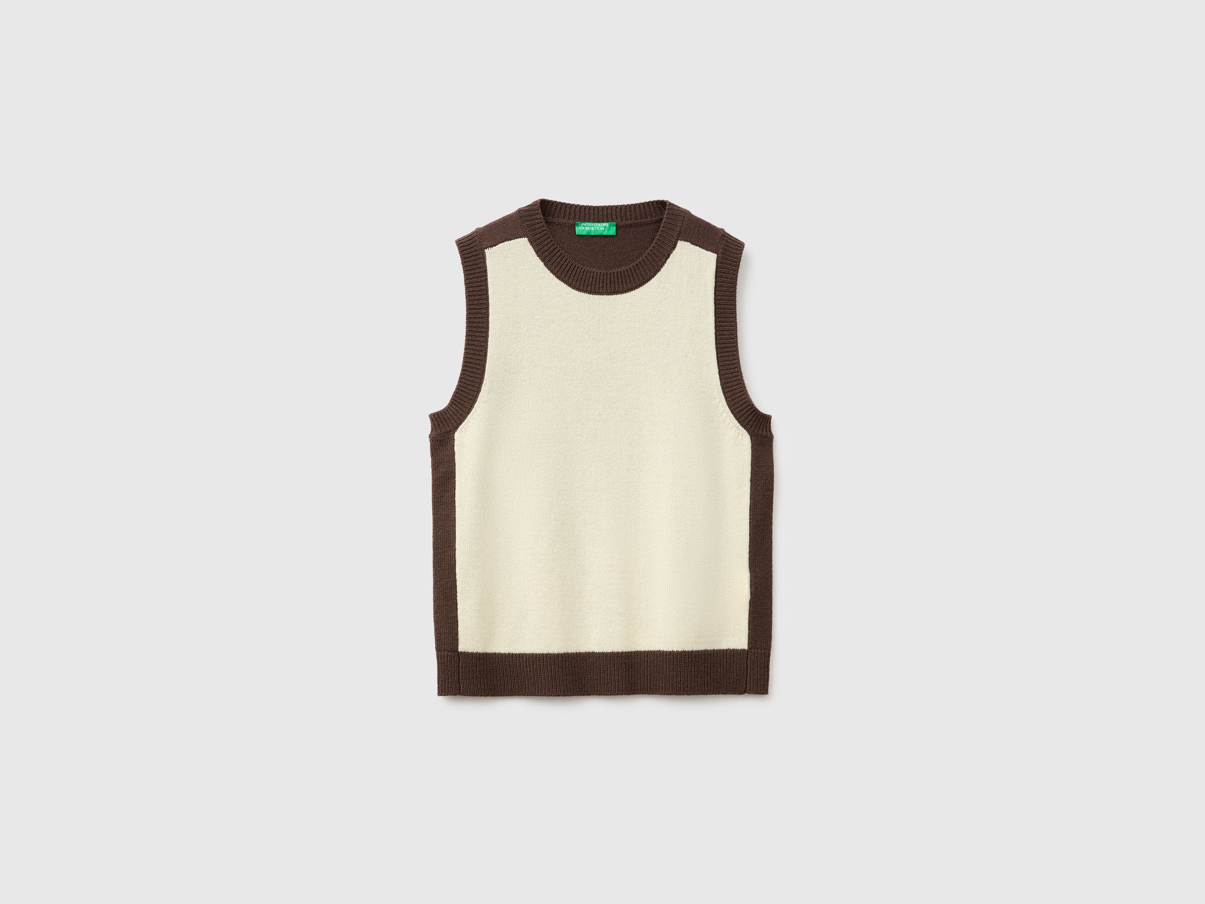 United Colors of Benetton Gilet lana color block girocollo bicolore